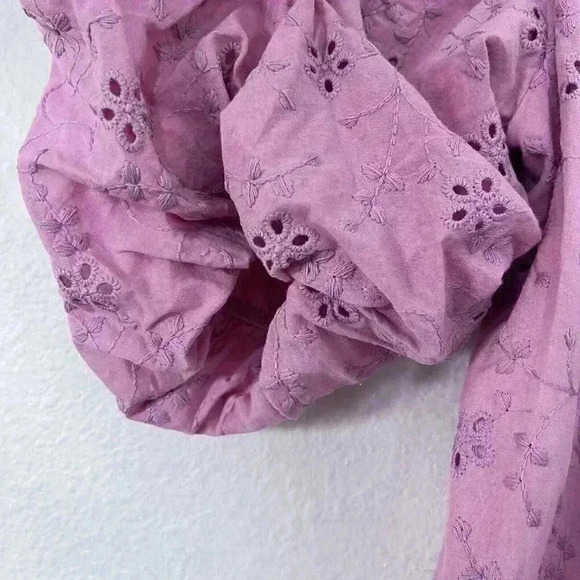 Zara Broderie Anglaise Ruffle Mini Dress Womens M Medium Pink Embroidered - Picture 7 of 8